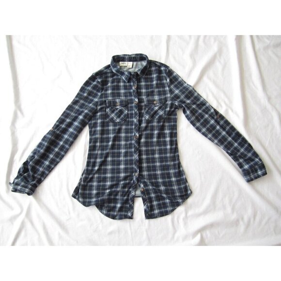Women's Daytrip Button Up Polyester Plaid Long Sleeve Shirt Sz S (WB228) - Picture 1 of 8
